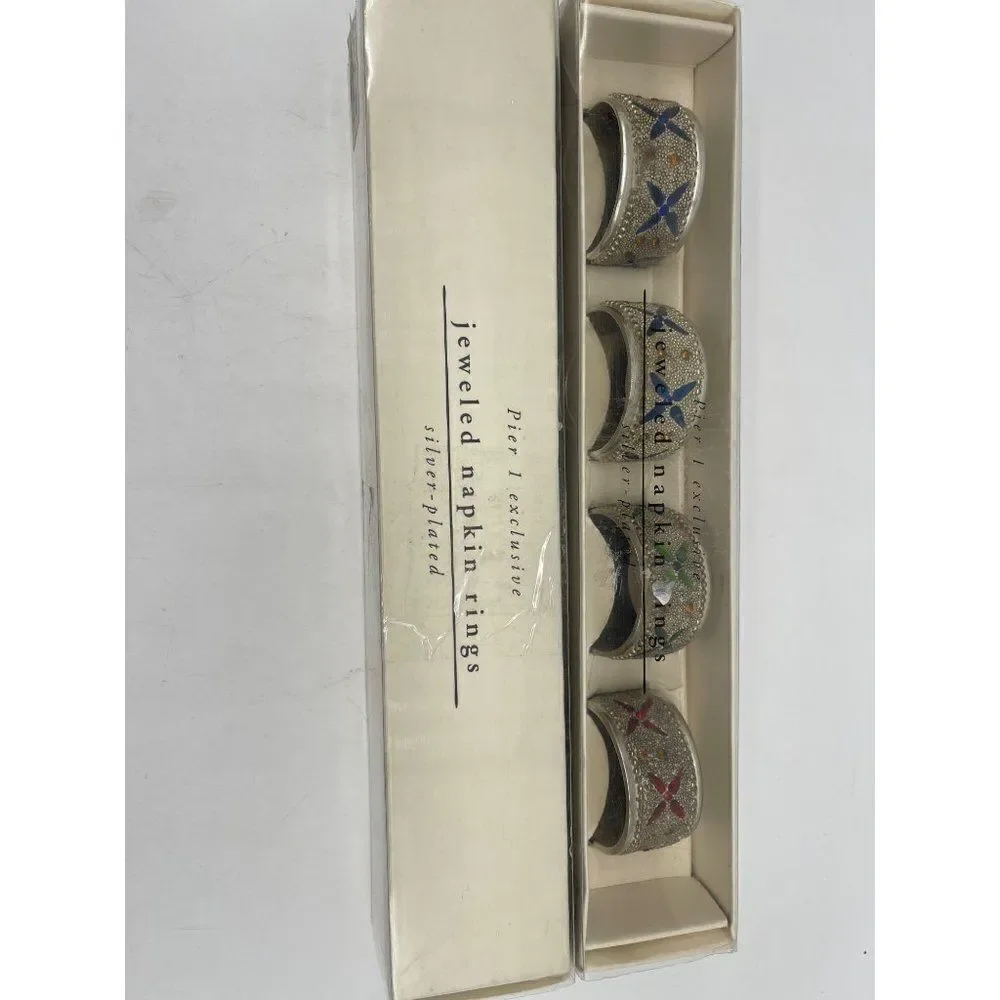 Piet A1 Exclusive Vintage Jeweled Napkin Plated Napkin Rings NEW